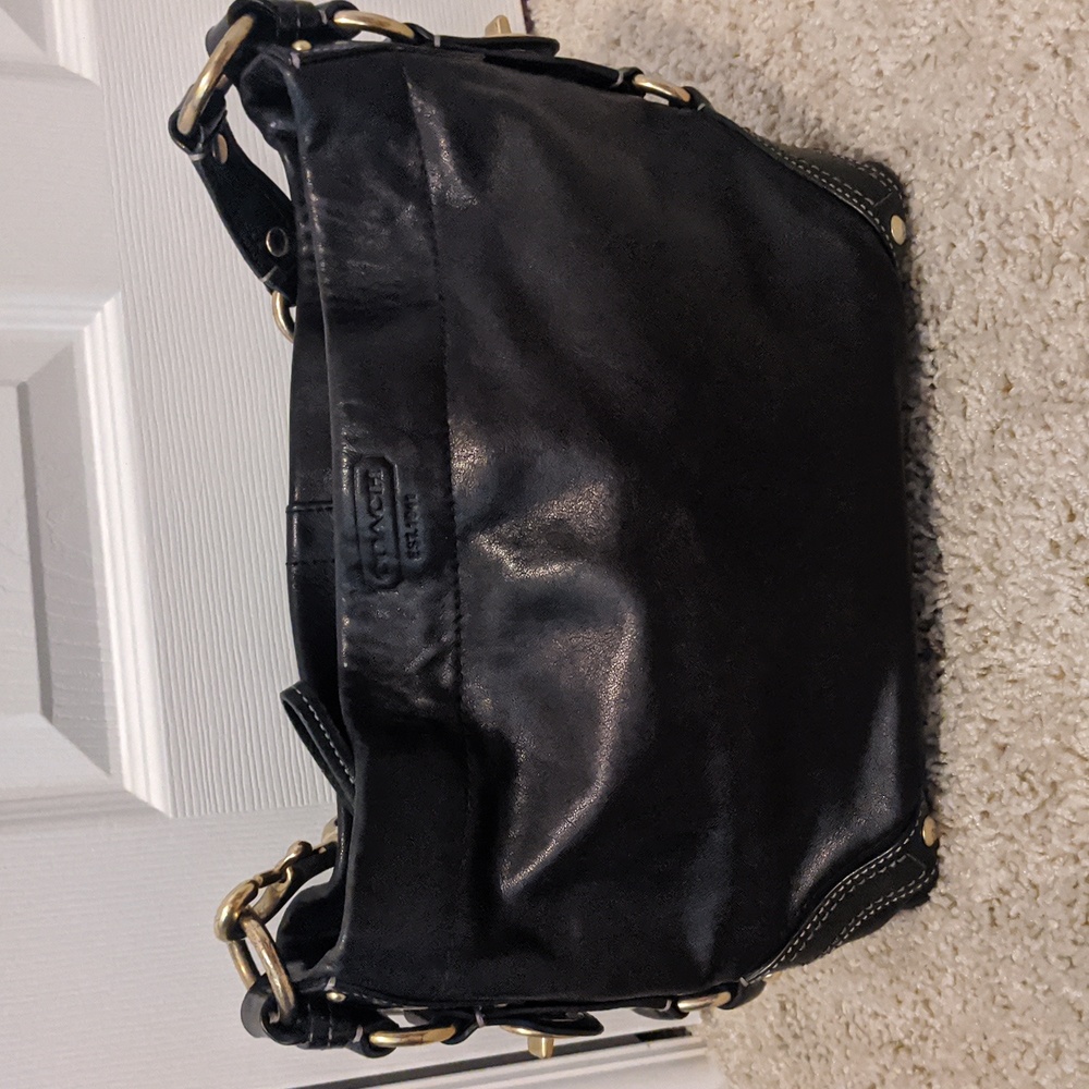 Coach black leather handbag